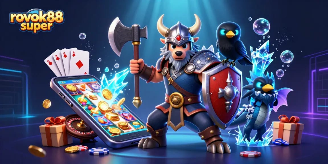 Experience enchanted gaming with rokok88 super featuring epic characters, vibrant slots, and casino elements.