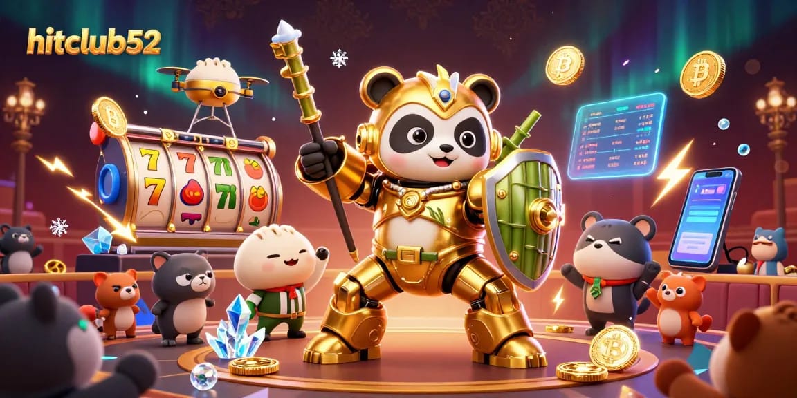 Engage in thrilling gameplay at hitclub52 with a dynamic 3D casino scene filled with vibrant gaming elements.