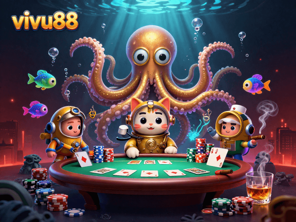 Engage with vivu88's thrilling casino adventure featuring legendary kraken and immersive elements.