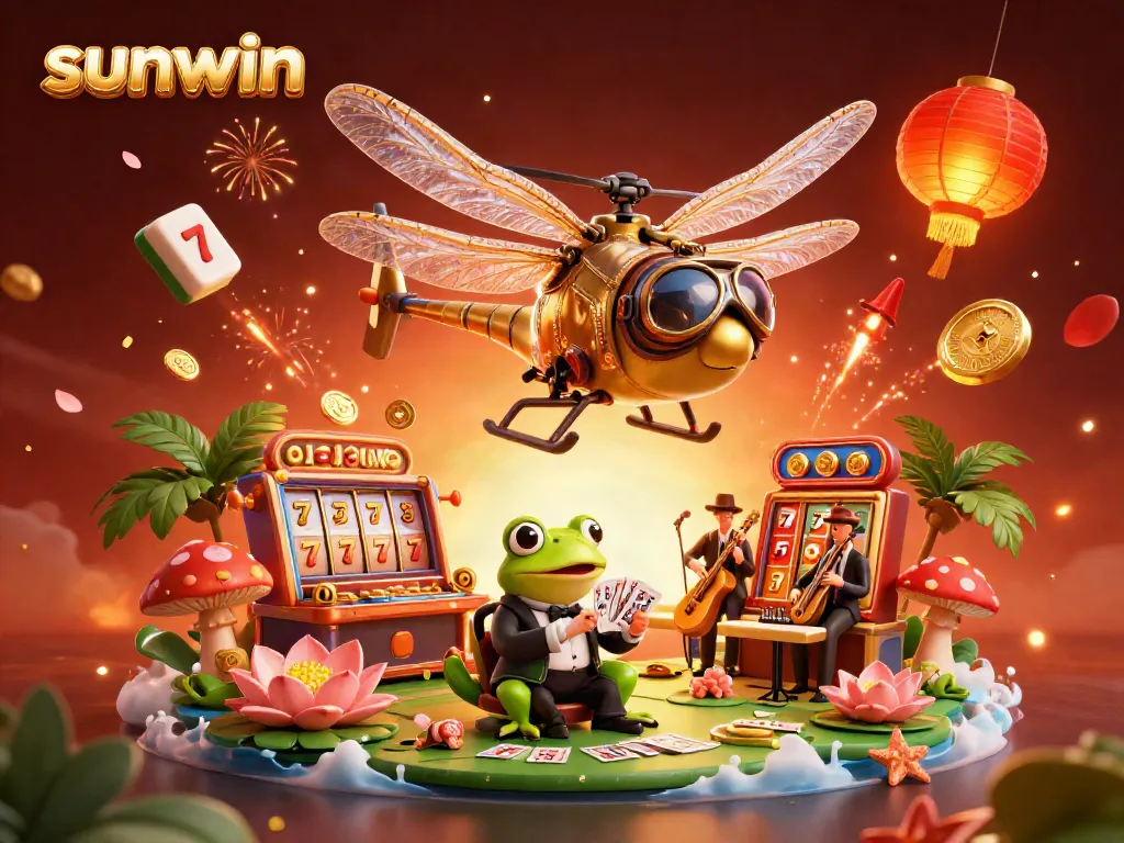 Engage with sunwin's exciting casino atmosphere featuring vibrant characters and colorful game elements.